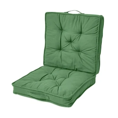 Image of HOMESCAPES Dark Green Travel Booster Cushion Large Firm 50 cm Square Seat Pad and Backrest Luxury Thick Soft Cotton Supportive Car For The Elderly, Post Operative Lumbar Support