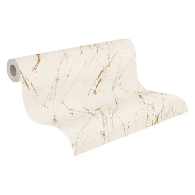 Image of A.S. Création Wallpaper Marble Look Beige Gold Metallic Casual Living 393364 High Quality Non Woven for Bedroom 10.05 m x 0.53 Made in Germany