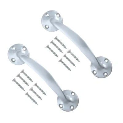 Image of TERF® Heavy Duty Traditional Vintage Style Bow Door Pull Handle Aluminium 175mm (7 inch) Including Fixing Screw for Kitchen Cupboard Cabinet Drawer Pack of 2