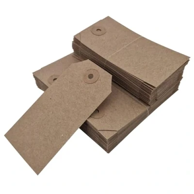 Image of Swift Unstrung Tags Brown Reinforced Card Clothing Parcel Label Gift Swing Tickets Kraft Price Labelling 70mm x 35mm (Pack of 500)