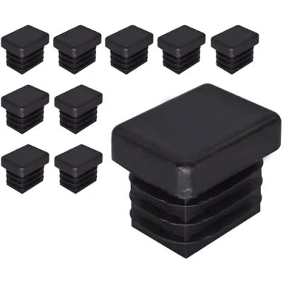 Image of SKIR&#039;CO (10 pcs) Rectangular Plastic Plugs 15 x 20 mm, Mat Tube End Caps, Rectangle Inserts, Fence Post Plugs, Black RAL 9005