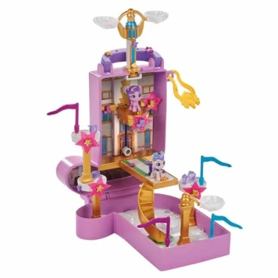 Image of My Little Pony Mini World Magic Compact Creation Zephyr Heights Toy Portable Playset with Princess Pipp Flower Blossom for Children from 5 Years, Multicoloured, F5247, 5.1 x 20.3 16.5 cm