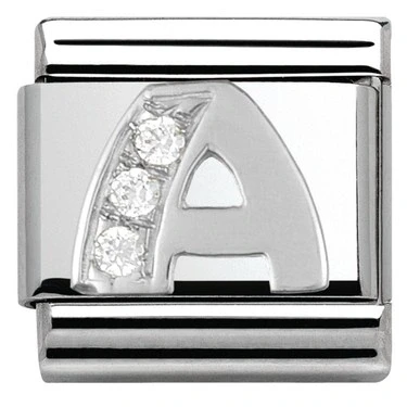 Image of Nomination Silver Cubic Zirconia Letter Charm W