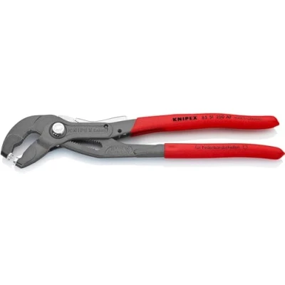 Image of Knipex Spring Hose Clamp Pliers with retainer grey atramentized, non slip plastic coating 250 mm 85 51 AF