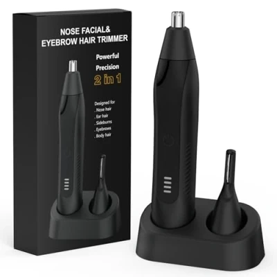 Image of Nose Hair Trimmer and Eyebrow Trimmer, Rechargeable Professional Painless Razor for Ear Beard Hairline, 2 in 1 Metal Trimming Tool