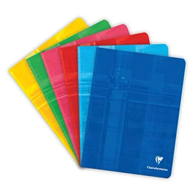 Image of Clairefontaine Ref 37422C Staplebound Writing Notebook (96 Pages) 17 x 22cm in Size, Squared Rulings, 90gsm Brushed Vellum Paper Random colour