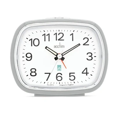 Image of Acctim Camille Analogue Alarm Clock Quartz Luminous Hands Chrome Bezel (Pigeon Grey)