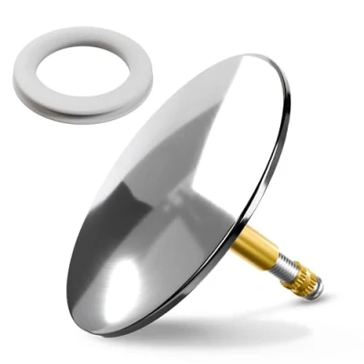 Image of Minismus 72 mm Universal Chrome Bath Plug Drain Bathtub Cap Bathroom Accessories Strainer and Stopper Extra Replacement Sealing Ring Included, MN