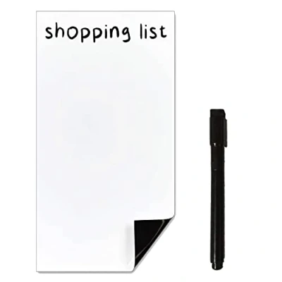 Image of TMS Small Magnetic Whiteboard for Fridge with Ultra Fine Dry Erase Marker Shopping List, Memo Board or Planner Notes Reminders Wipe Mini White Kitchen To Do List [21 x 10cm]
