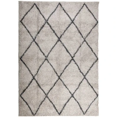 Image of vidaXL Shaggy Rug PAMPLONA High Pile Modern Beige and Anthracite 160x230 cm