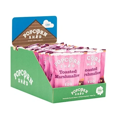 Image of Popcorn Shed Toasted Marshmallow Snack Pack, 24g, Pack of 16, Caramel Popcorn, Gluten Free, Natural &amp; Vegan Lunch Box Movie Night Snacks, Pink