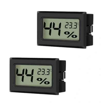 Image of EEEKit 2 Pack LCD Digital Hygrometer Thermometer, Mini Temperature Meter Humidity Gauge for Greenhouse Car Office, Black