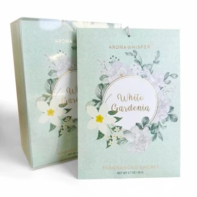 Image of White Gardenia Large Scented Sachets 8 Pack, Long Lasting Home Fragrance Sachet Bags, Extra Fresh Packets, for Drawer and Closet
