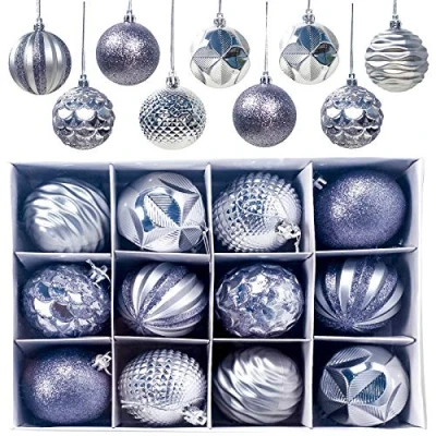 Image of Gxhong Christmas Balls, 12pcs Tree Decoration Ornaments, Baubles Matt and Glossy Glittering Balls ∅ 6CM, Silver