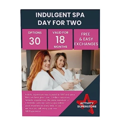 Image of Activity Superstore Indulgent Spa Day for Two Gift Experience Voucher, 30 Luxurious Options Available, Experiences, Couples Gifts, Retirement Gifts