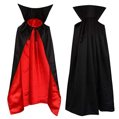 Image of papapanda Vampire Cape Cloak Black Red Stand Collar Kids 1m