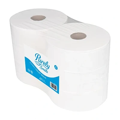 Image of Blake &amp; White PS1140 Purely Smile Recycled Jumbo Toilet Roll Pack of 6 300m Each