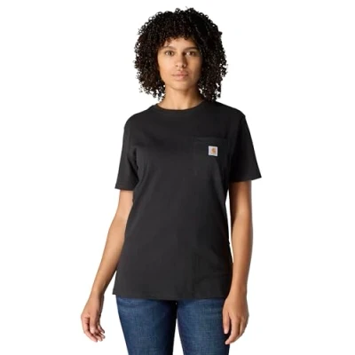 Image of Carhartt Women&#039;s Loose Fit Heavyweight Short Sleeve K87 Pocket T Shirt, Black, S