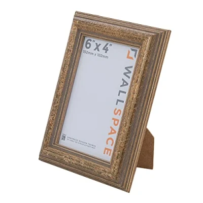 Image of Wall Space 6x4 Gold Frame Antique photo inches 6 x 4 inch Picture Frams WOOD 4x6 Frames Every is made from SOLID and has REAL GLASS