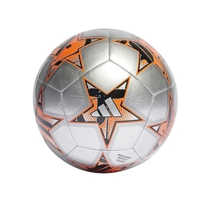 Image of adidas Unisex Ball (Machine Stitched) UCL CLB, Silver Met./Black/Solar Orange, IA0950, 4