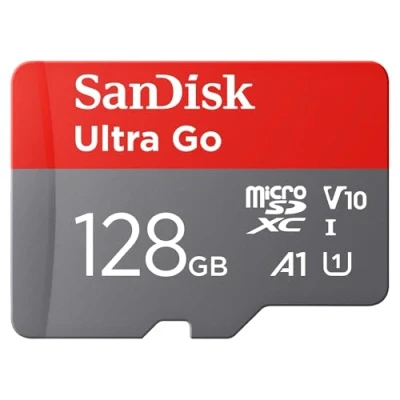 Image of SanDisk 128GB Ultra Go micro SDXC card + SD adapter (For Android Smartphones and Tablets, Memory up to 150 MB/s, Full HD Video, V10, A1 Faster App Performance, UHS I, Class 10, U1) For Amazon