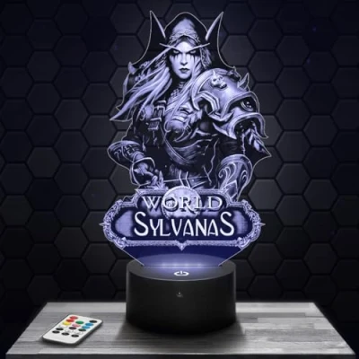 Image of Bedside lamp, Wow Sylvanas Night Light 3D LED Illusion, Christmas, Gift idea Birthday boy and Girl Child or Adult Bedroom TOP