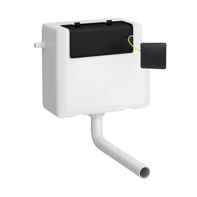Image of Universal Water Saving Dual Flush Side Inlet &amp; Square Plate Matt Black/White