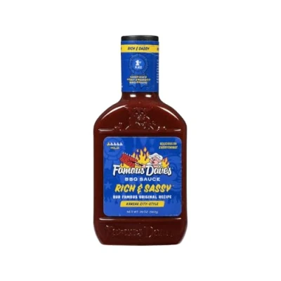 Image of Famous Dave&#039;s Rich &amp; Sassy Original Recipe BBQ Sauce 1 x 567g Bottle American Import