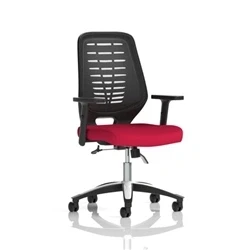 Image of Relay Operator Chair Black Back Bergamot Cherry Height Adjustable Arms