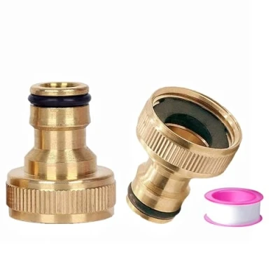 Image of 2 Pack Garden Hose Tap Connector 3/4 inch Brass Female Threaded for Hosepipe, Faucet Adapter(set6)