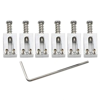 Image of Unxuey 6 Pack Guitar Tremolo Bridge Roller Saddles for Fender Strat Stratocaster Tele Telecaster Electric Replacement Accessories (Chrome)