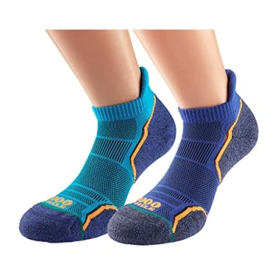 Image of 1000 Mile Running Sock Run Socklet Mens (Twin Pack) Kingfisher/Navy (XL)