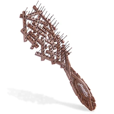 Image of Ninabella Organic Detangle Hair Brush for Women, Men &amp; Children Does not Pull the Straightening Brushes Curly, Straight Wet Unique Nest Hairbrush
