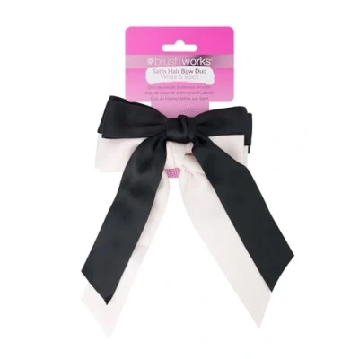 Image of Brushworks Satin Hair Bow Duo Black &amp; White