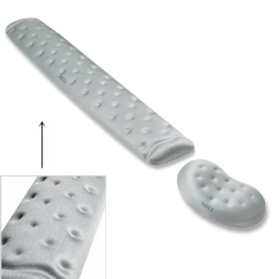 Image of BRILA Memory Foam Mouse &amp; Keyboard Wrist Rest Support Pad Cushion Set for Computer, Laptop, Office Work, PC Gaming Massage Holes Design (Grey Bundle)