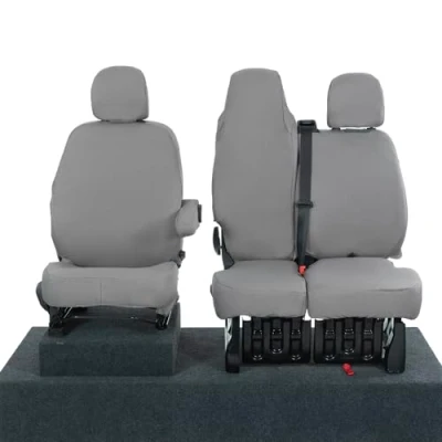 Image of UK Custom Covers SC147GAD27 Tailored Heavy Duty Waterproof Front Seat (WITH Folding Middle Seat) Grey To Fit Nissan Primastar Tekna 2022 Onwards