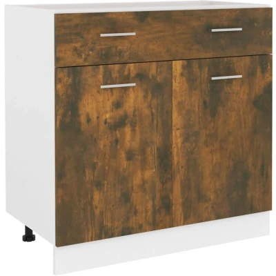 Image of vidaXL Drawer Bottom Cabinet Smoked Oak Engineered Wood Kitchen Storage Unit