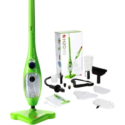 Image of H2O X5 Steam Mop and Handheld Cleaner Multifunctional &amp; Multipurpose System for Floors, Carpets, Windows, Upholstery, Kitchens Bathrooms (Green)