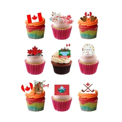 Image of 33 Stand Up Canada Themed Edible Wafer Paper Cake Toppers Decorations