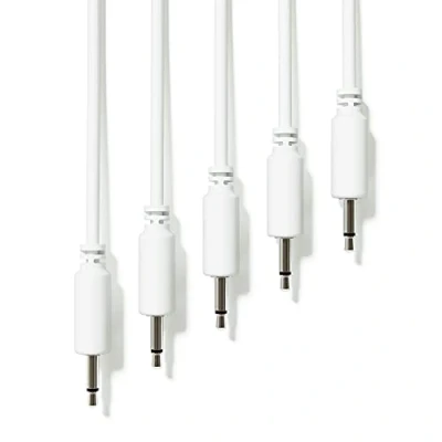 Image of ExcelValley 5 Pack Mono Modular Patch Cables TS 3.5mm 1/8&quot; Eurorack Synthesizer [White 200 cm 79&quot;]