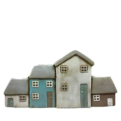 Image of QT Shabby Chic Glazed Ceramic Seaside Home Plant Pot/Holder/Planter For Indoor Plants, Succulents, Cactii Neutral Cream/Beige/Brown/Aqua Green Tones (SEASIDE COTTAGES)