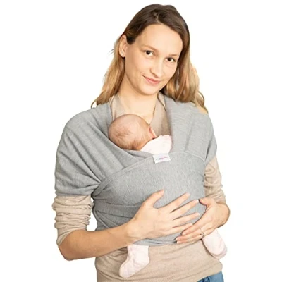 Image of Baby Sling Wrap Carrier Newborn to 35 lbs Infant with 3 Carrying Positions 95% Polyester 5% Spandex Dark Grey