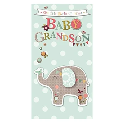 Image of Hallmark Birth Of Grandson Card &quot;Pride and Happiness&quot; Medium Slim