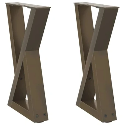 Image of vidaXL Coffee Table Legs/Natural Steel/38x42 43.3 cm/Powder Coated Steel/Adjustable Footer/Modern for Living Room/Patio