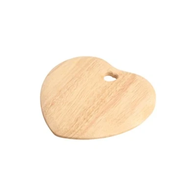 Image of T&amp;G 10878 Colonial Home Heart Shaped Chopping Board with Cut Out in Hevea, 25 x 23.5 1.5 cm , Brown