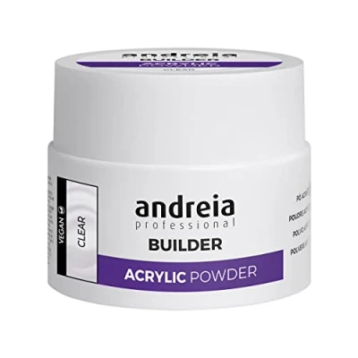 Image of Andreia Professional Acrylic Builder Powder for Nail Extensions Self Levelling, Durable, Long Lasting Salon Quality Clear 35g