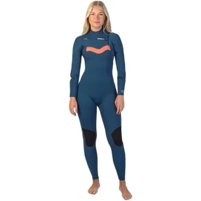 Image of Gul Womens Response Echo 3/2mm Chest Zip Wetsuit Blue Marble Easy Stretch FLATLOCK: Seam construction