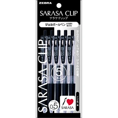 Image of 5 pieces P JJ15 BK5 Zebra Sarasa gel ballpoint pen clip black 0.5 (japan import)