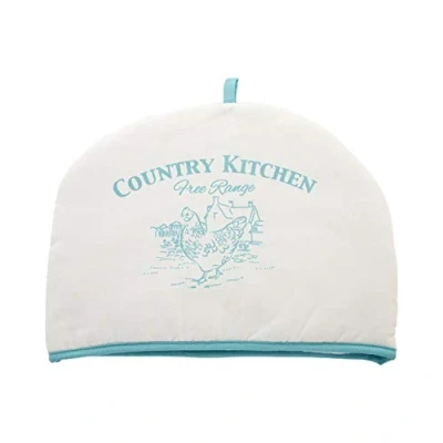 Image of Premier Housewares 5100223 Country Kitchen Tea Cosy White/Teal 2 x 33 27 cm