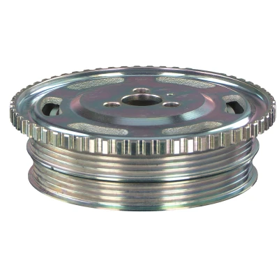 Image of 55181190 Crankshaft Pulley FEBI BILSTEIN 44420 4PK + 3PK 150mm 5 with pulse generator wheel FIAT: Doblo I Estate